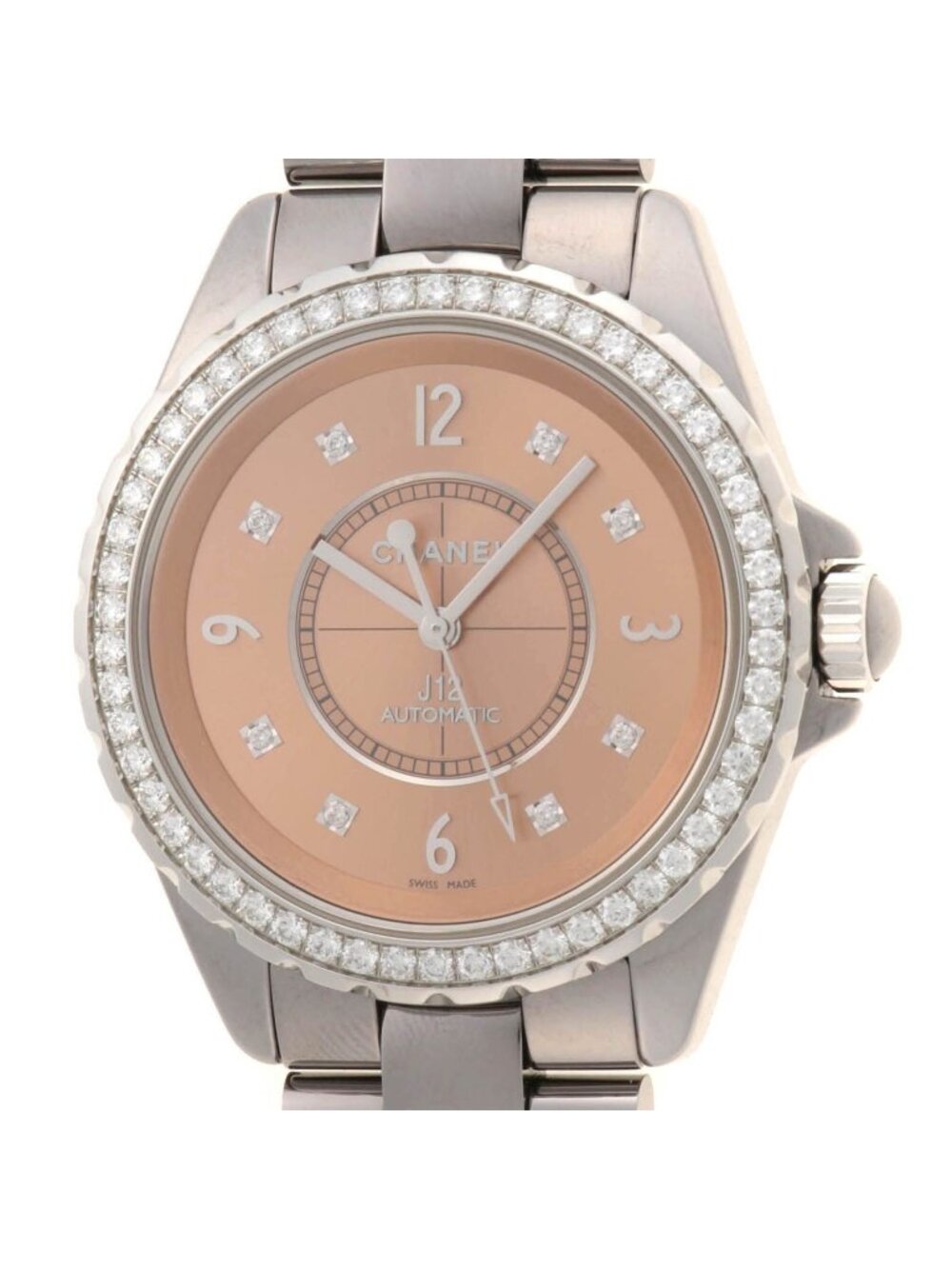 Chanel Chromatic 38 Watch Titanium Ceramic Steel Diamond Bezel Pink Dial